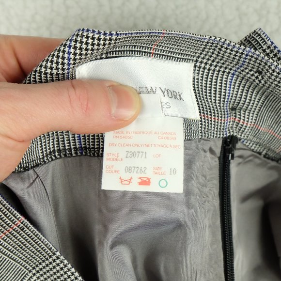 Vintage Womens Straight Skirt 10 Gray Houndstooth Check Midi Pleated Classic 80s - Picture 13 of 14